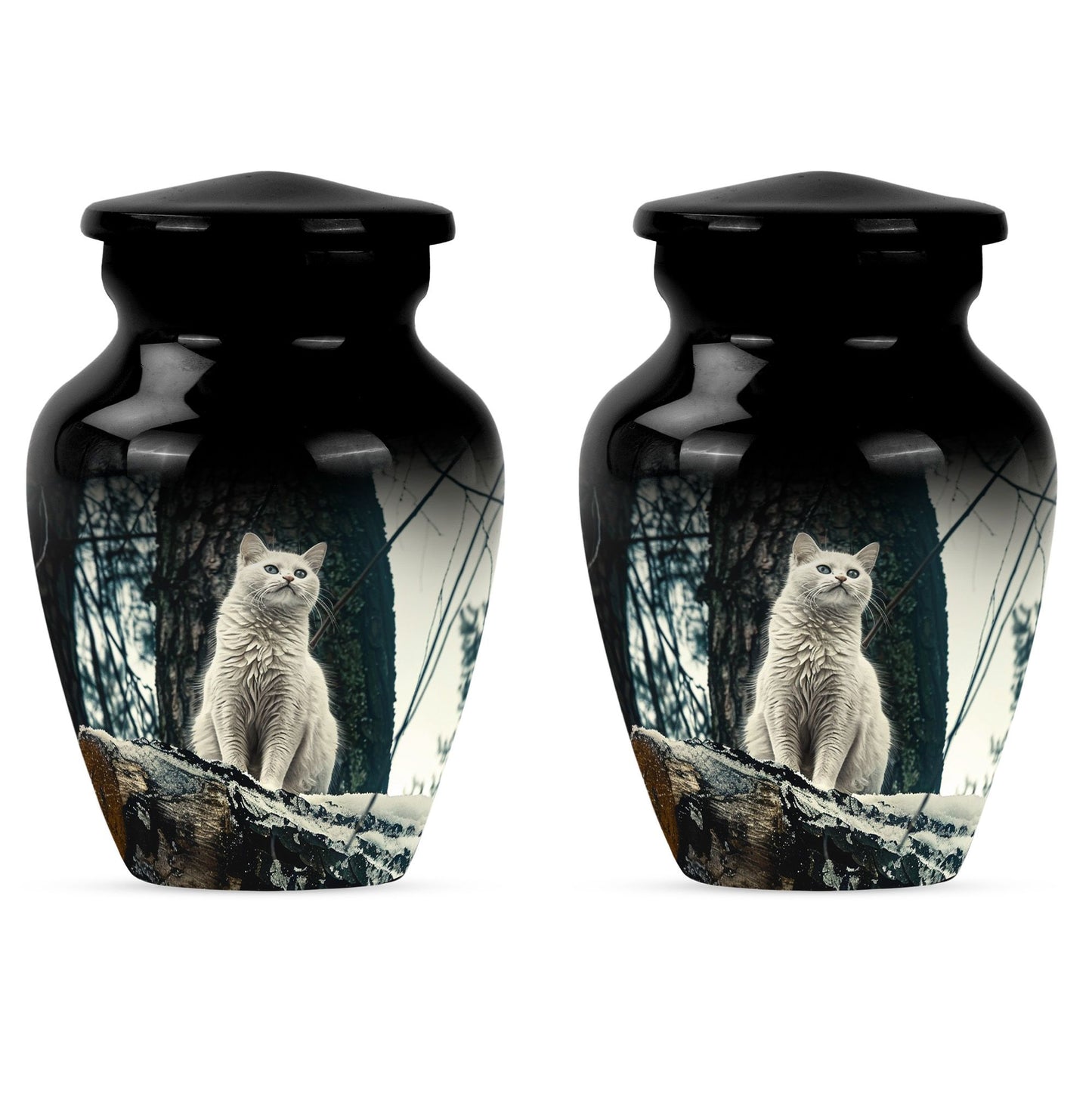 White classic urn for adult human ashes.