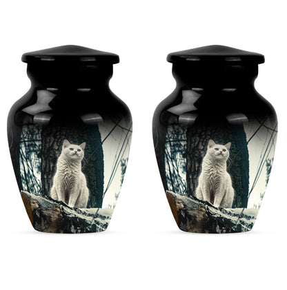 White classic urn for adult human ashes.