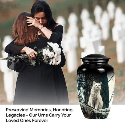 White classic urn for adult human ashes.