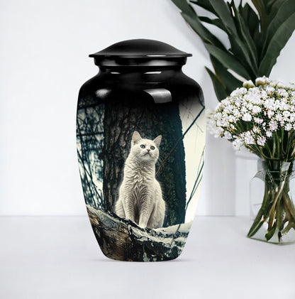 White classic urn for adult human ashes.