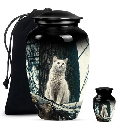 White classic urn for adult human ashes.