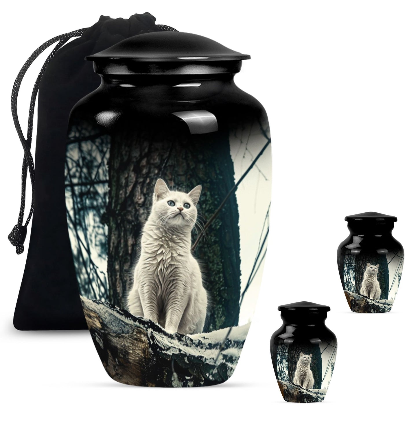White classic urn for adult human ashes.