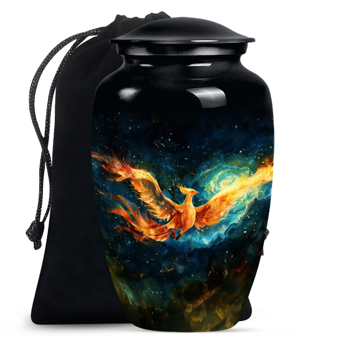 Phoenix Urn, classic design, aluminium cremation urn.