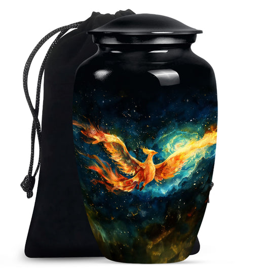 Phoenix Urn, classic design, aluminium cremation urn.