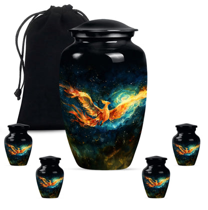 Phoenix Urn, classic design, aluminium cremation urn.