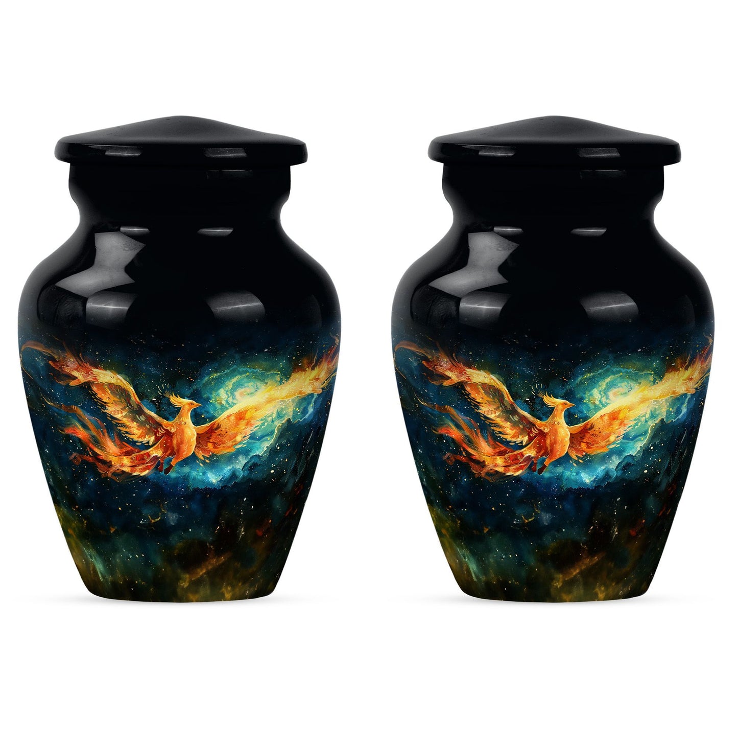 Phoenix Urn, classic design, aluminium cremation urn.