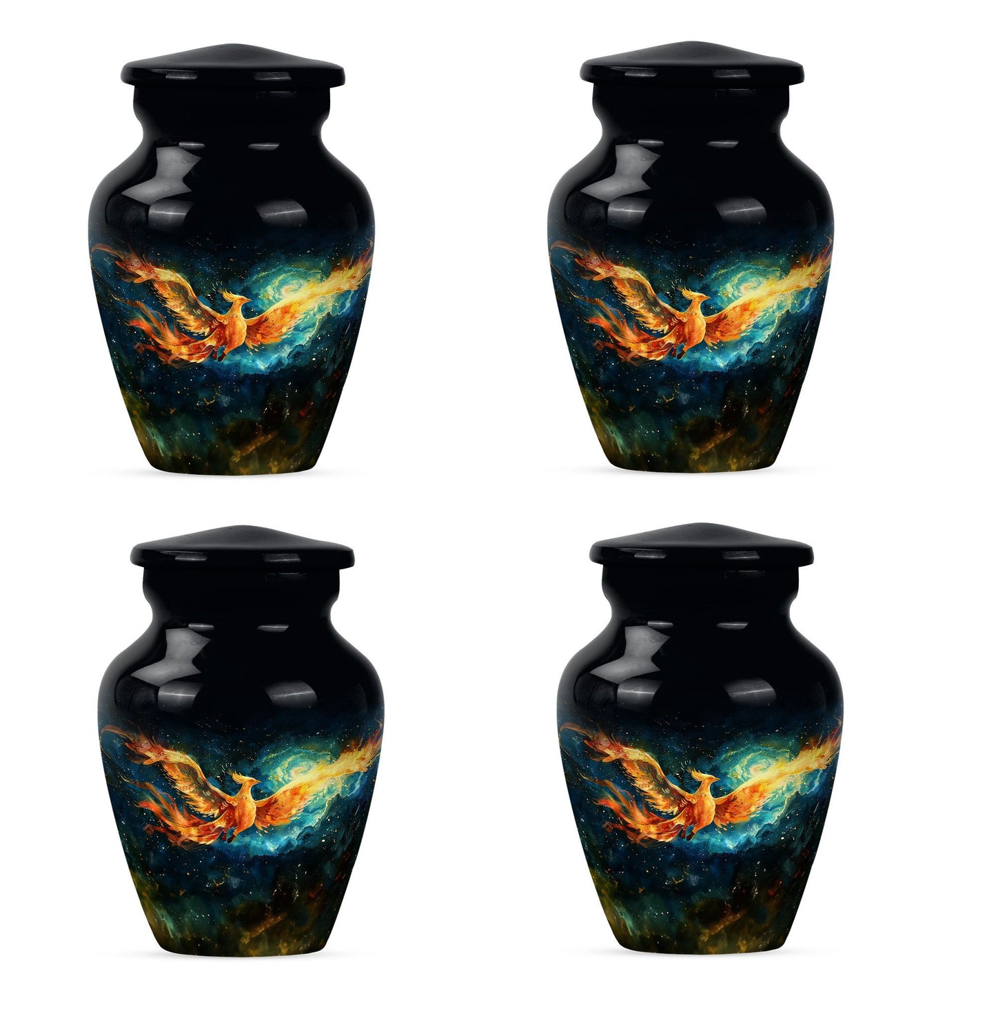 Phoenix Urn, classic design, aluminium cremation urn.