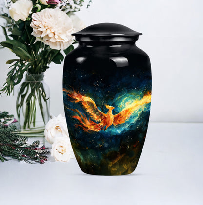 Phoenix Urn, classic design, aluminium cremation urn.