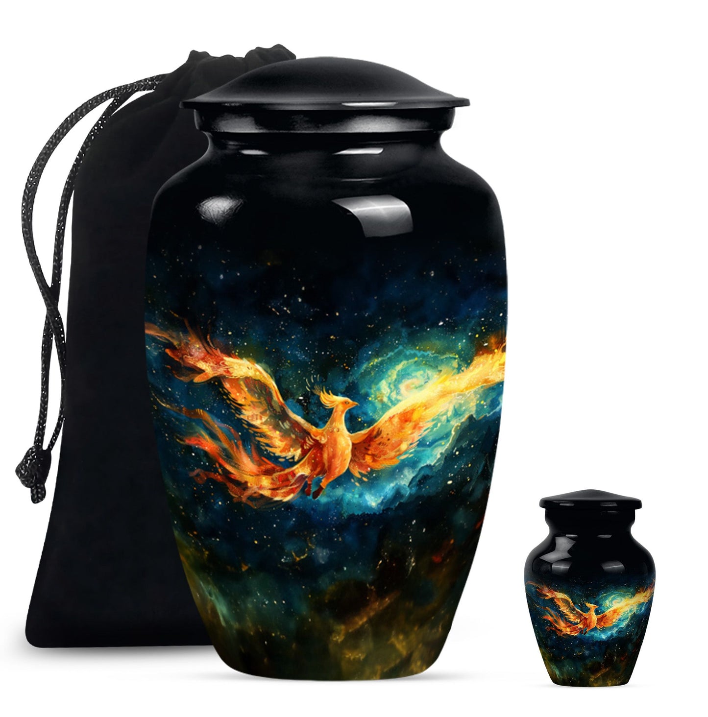 Phoenix Urn, classic design, aluminium cremation urn.