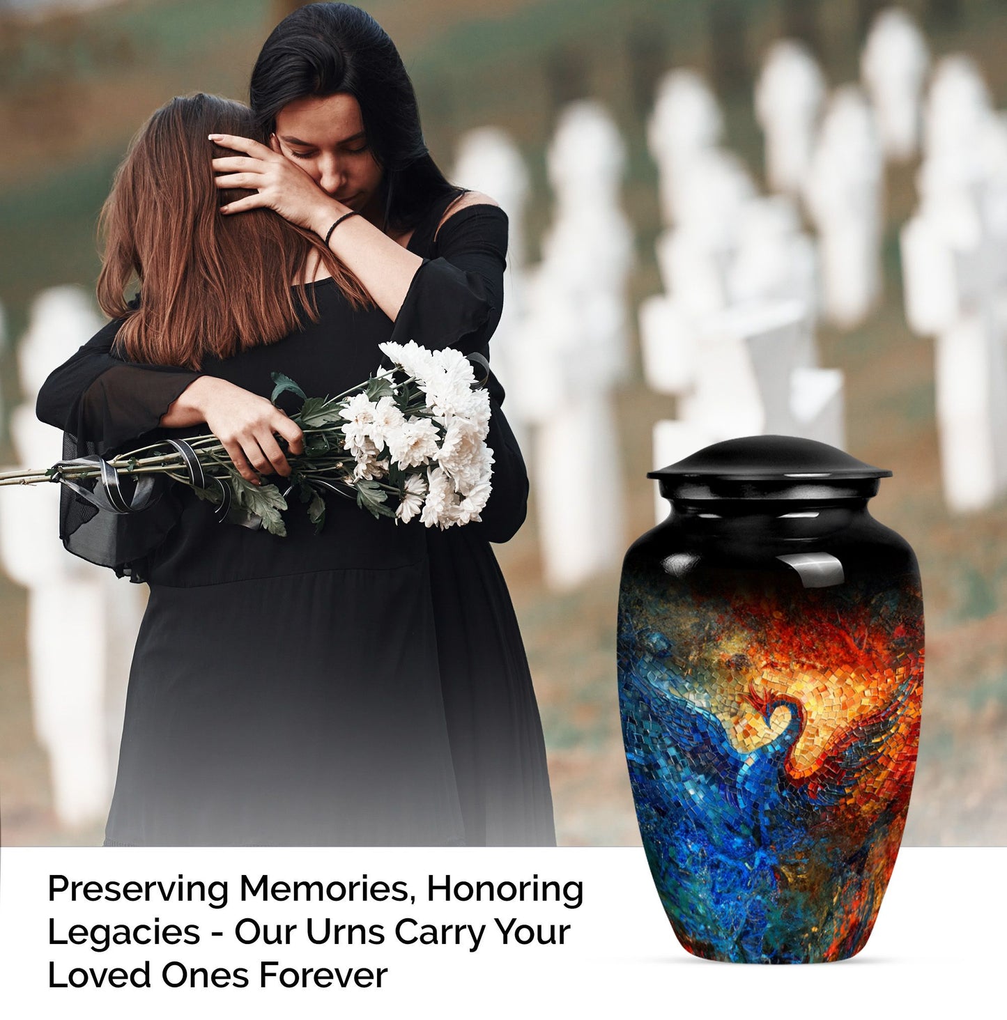 Phoenix memorial urn for adult male