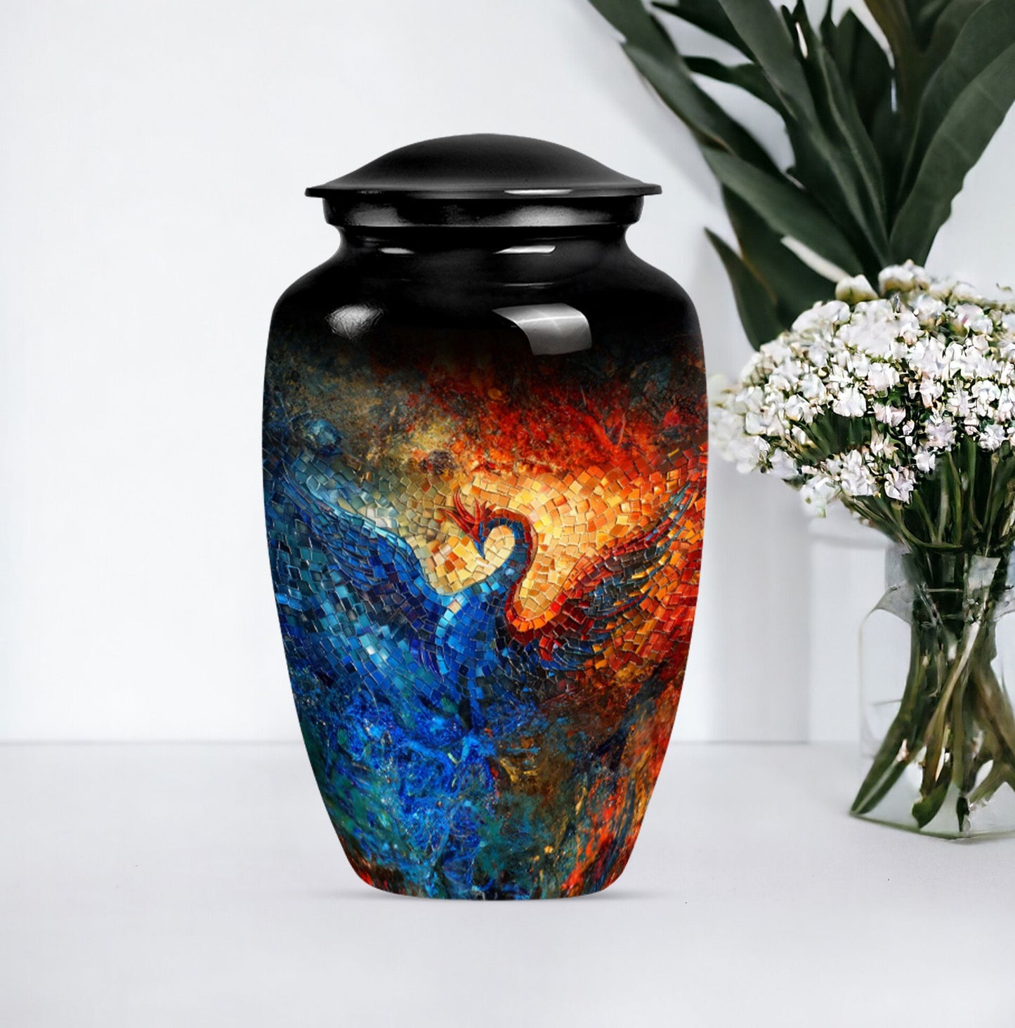 Phoenix memorial urn for adult male