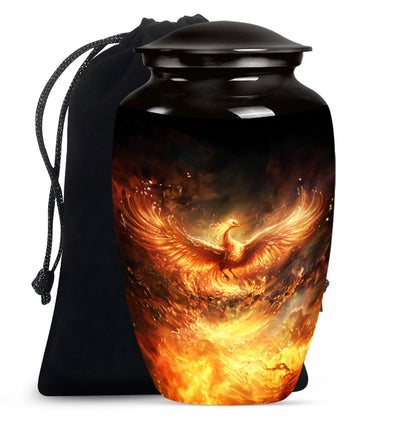 10-inch Phoenix Urn, classic aluminum burial urn.