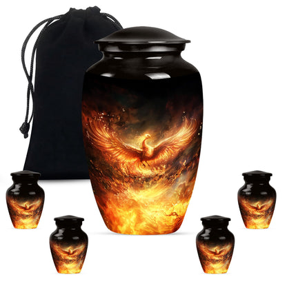 10-inch Phoenix Urn, classic aluminum burial urn.