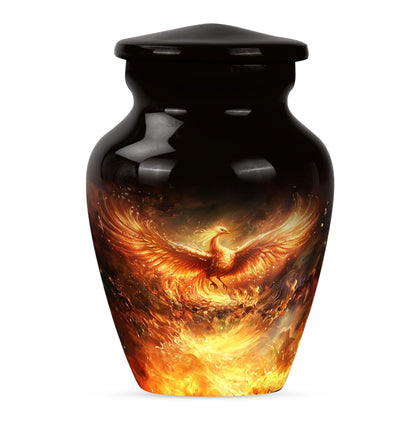 10-inch Phoenix Urn, classic aluminum burial urn.