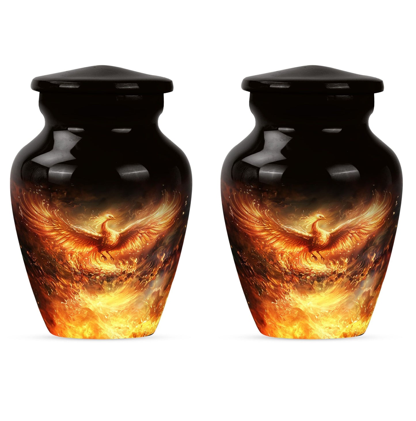 10-inch Phoenix Urn, classic aluminum burial urn.