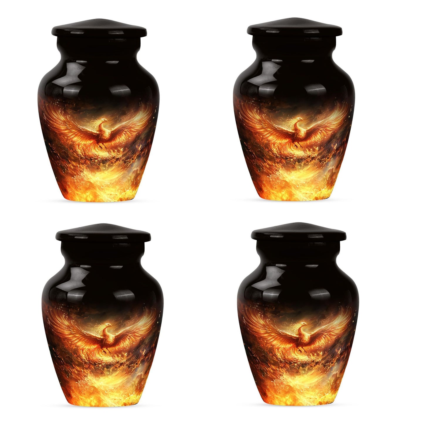 10-inch Phoenix Urn, classic aluminum burial urn.