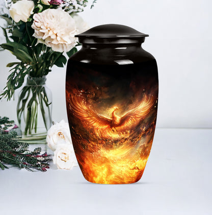 10-inch Phoenix Urn, classic aluminum burial urn.