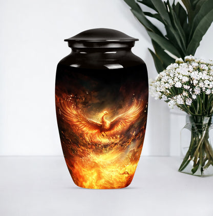 10-inch Phoenix Urn, classic aluminum burial urn.