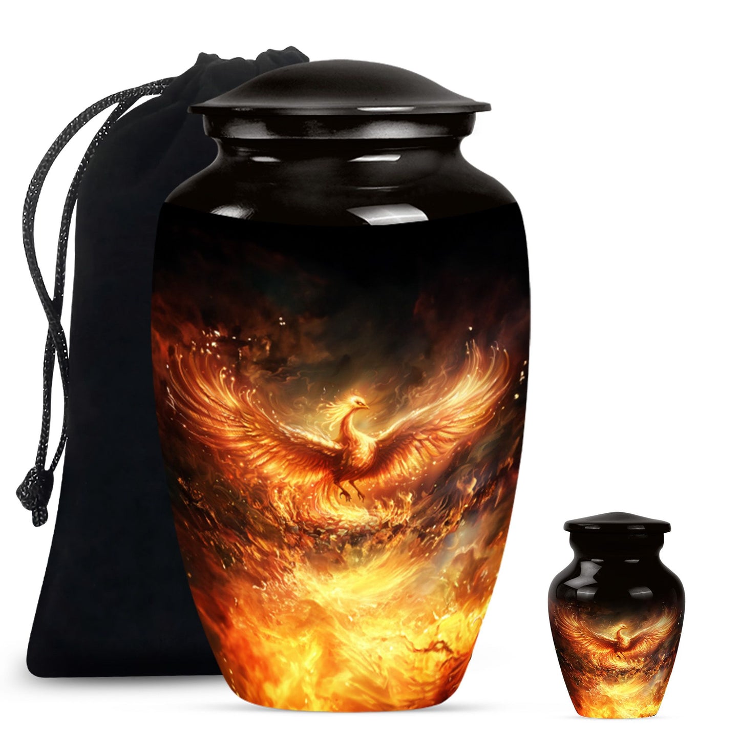 10-inch Phoenix Urn, classic aluminum burial urn.
