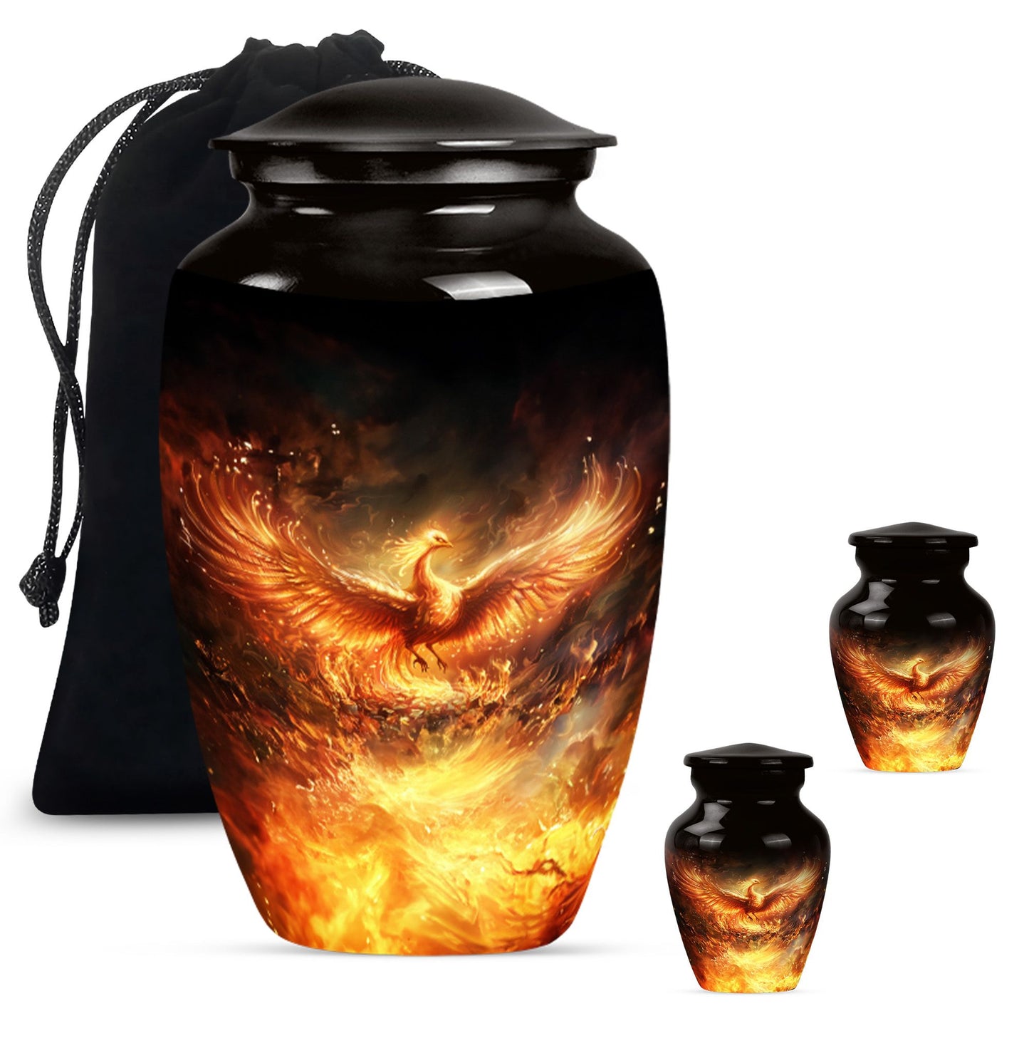 10-inch Phoenix Urn, classic aluminum burial urn.