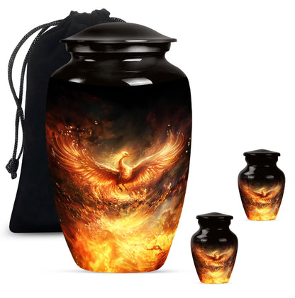 10-inch Phoenix Urn, classic aluminum burial urn.