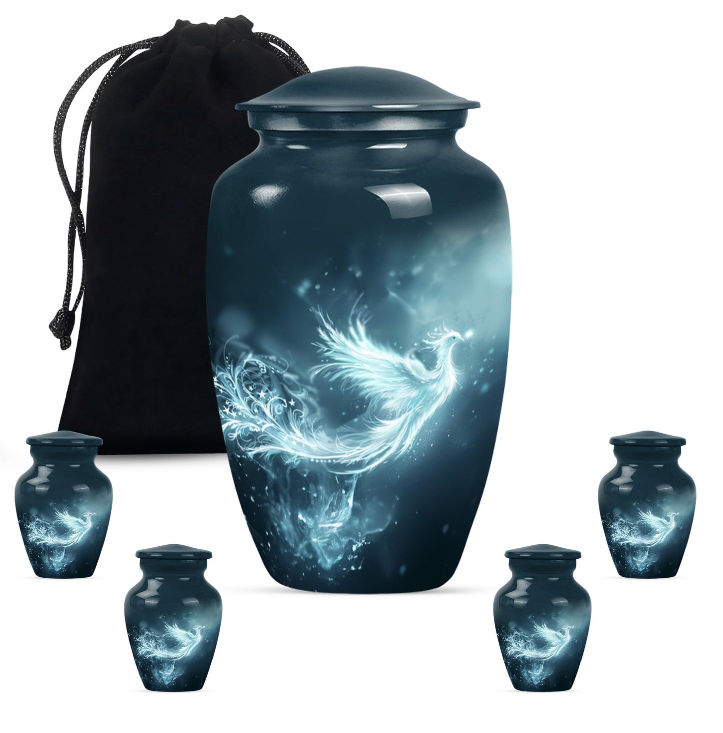 10-inch Phoenix Urn, abstract-themed.