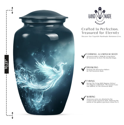 10-inch Phoenix Urn, abstract-themed.