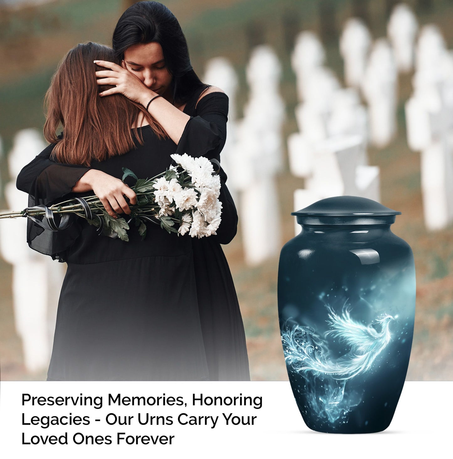 10-inch Phoenix Urn, abstract-themed.