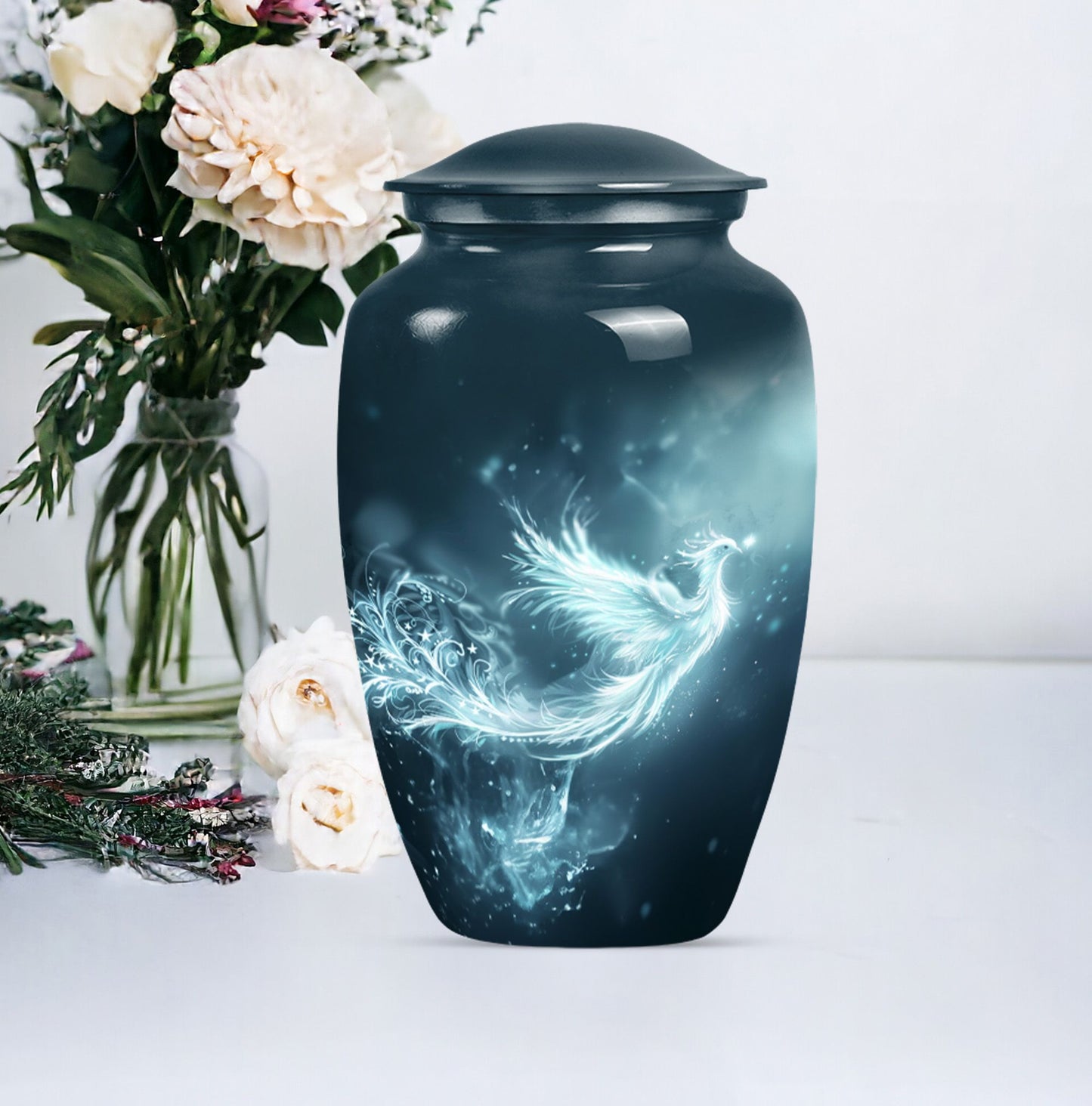 10-inch Phoenix Urn, abstract-themed.