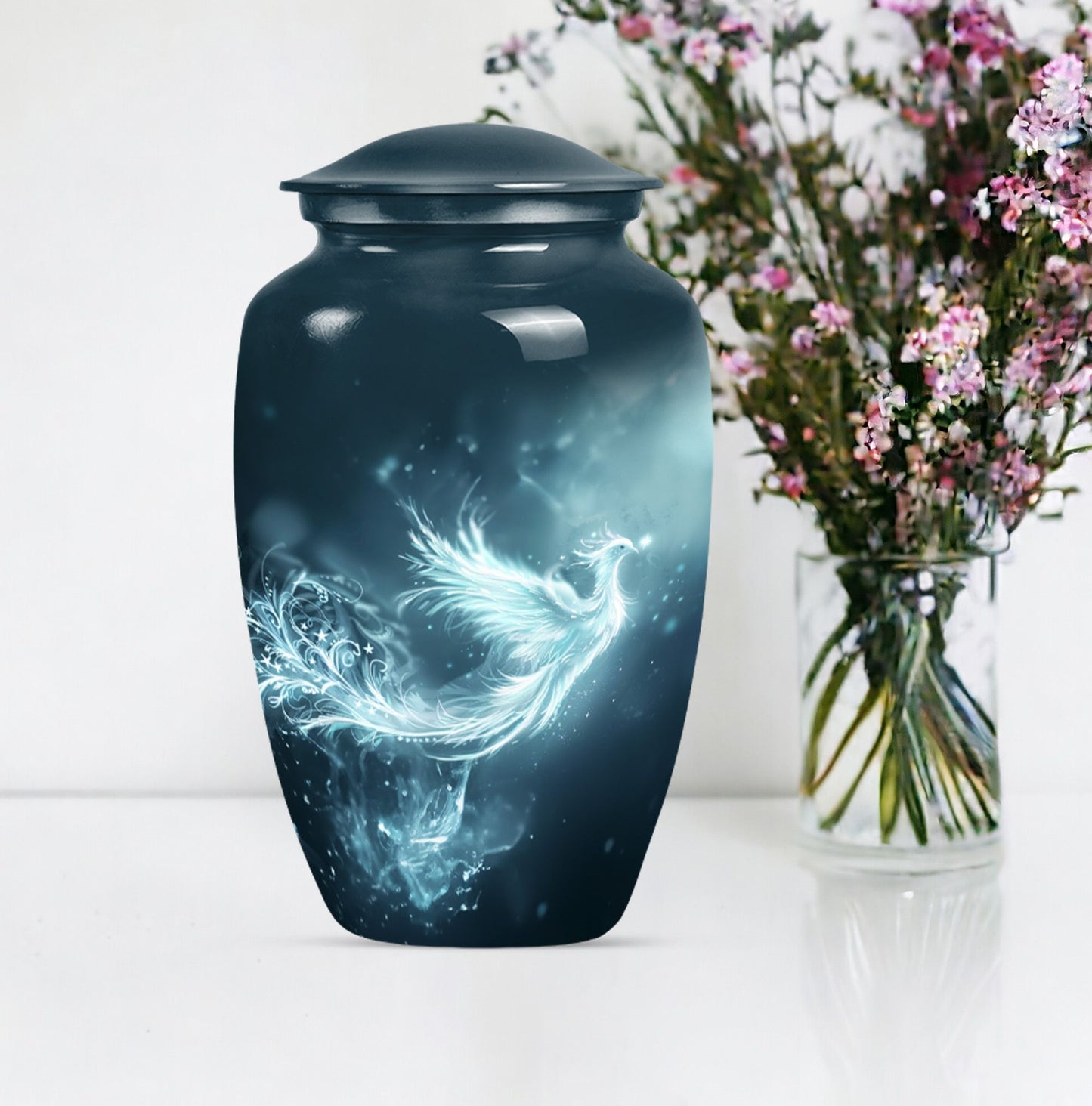 10-inch Phoenix Urn, abstract-themed.