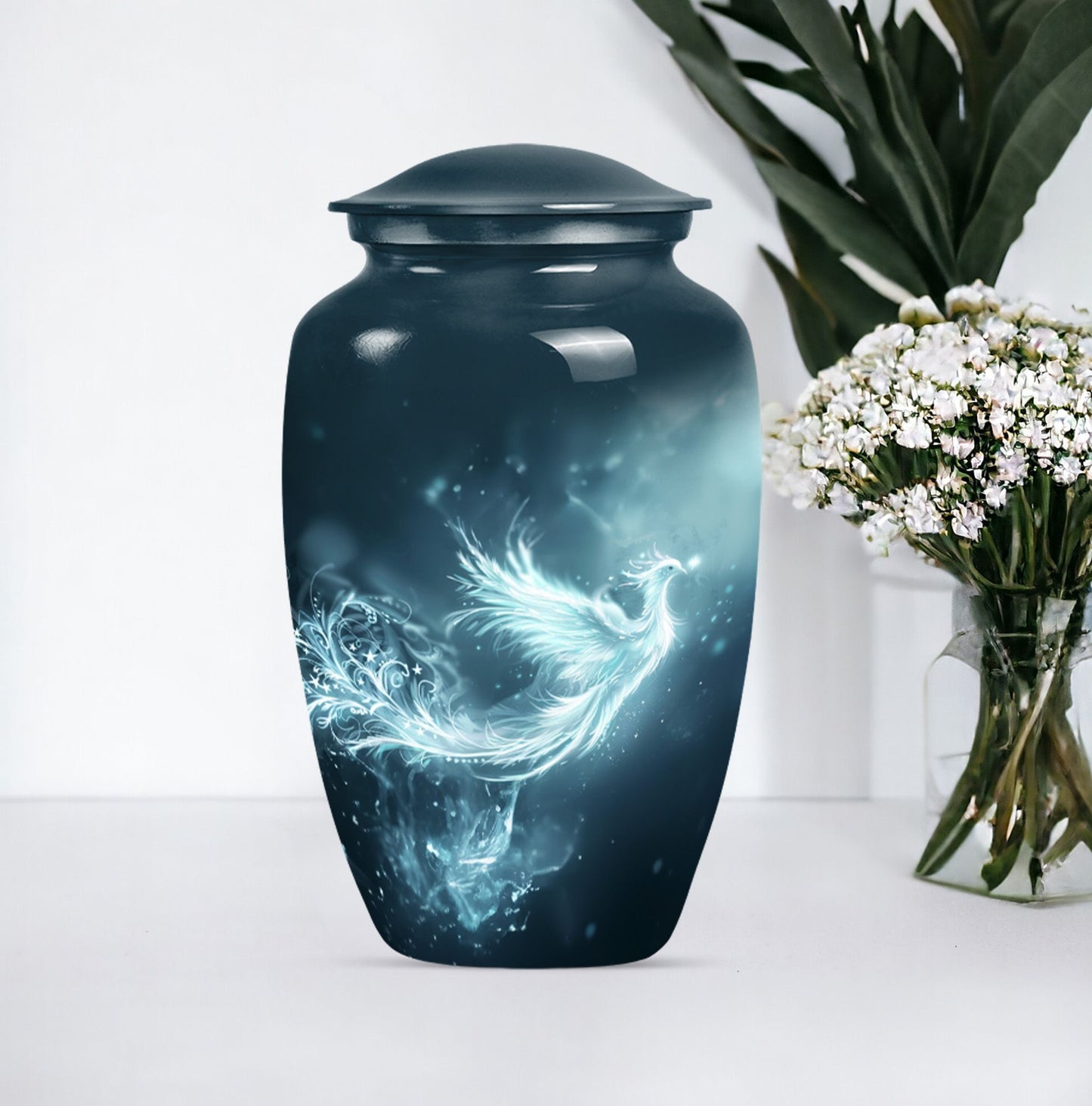 10-inch Phoenix Urn, abstract-themed.