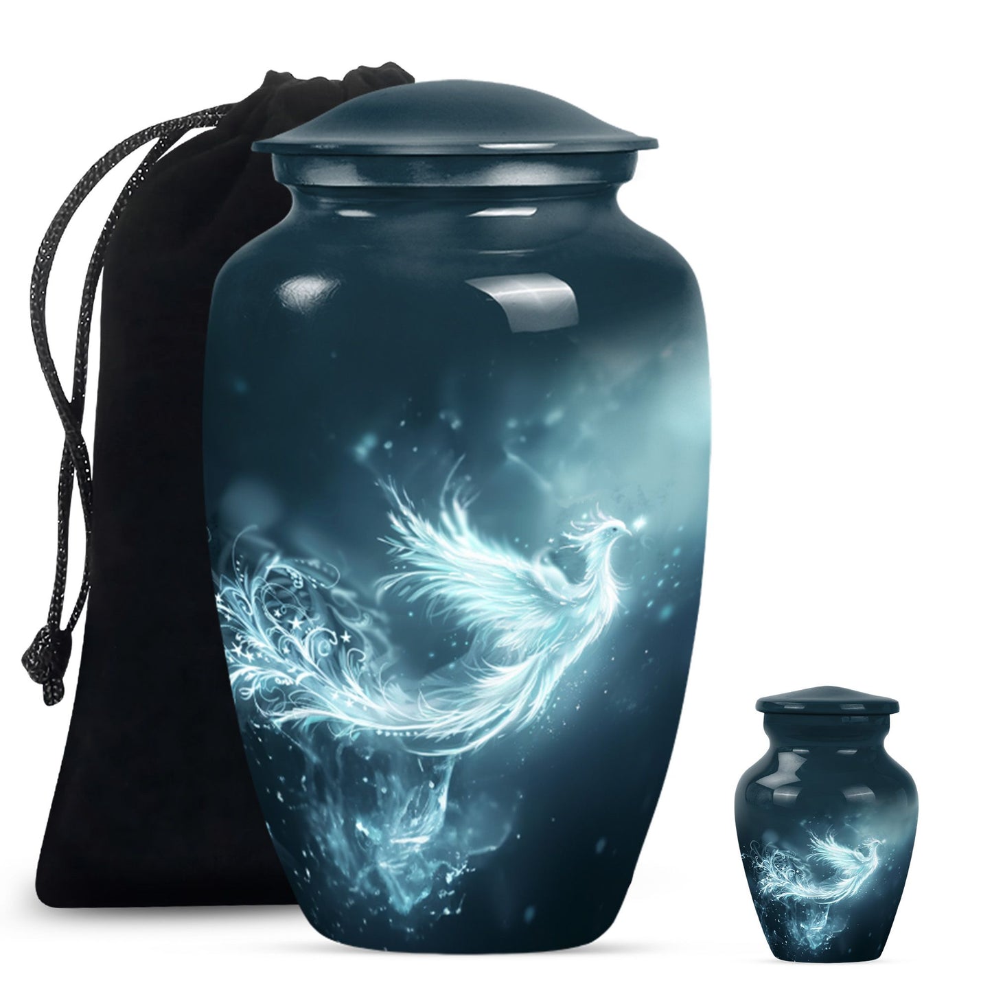 10-inch Phoenix Urn, abstract-themed.