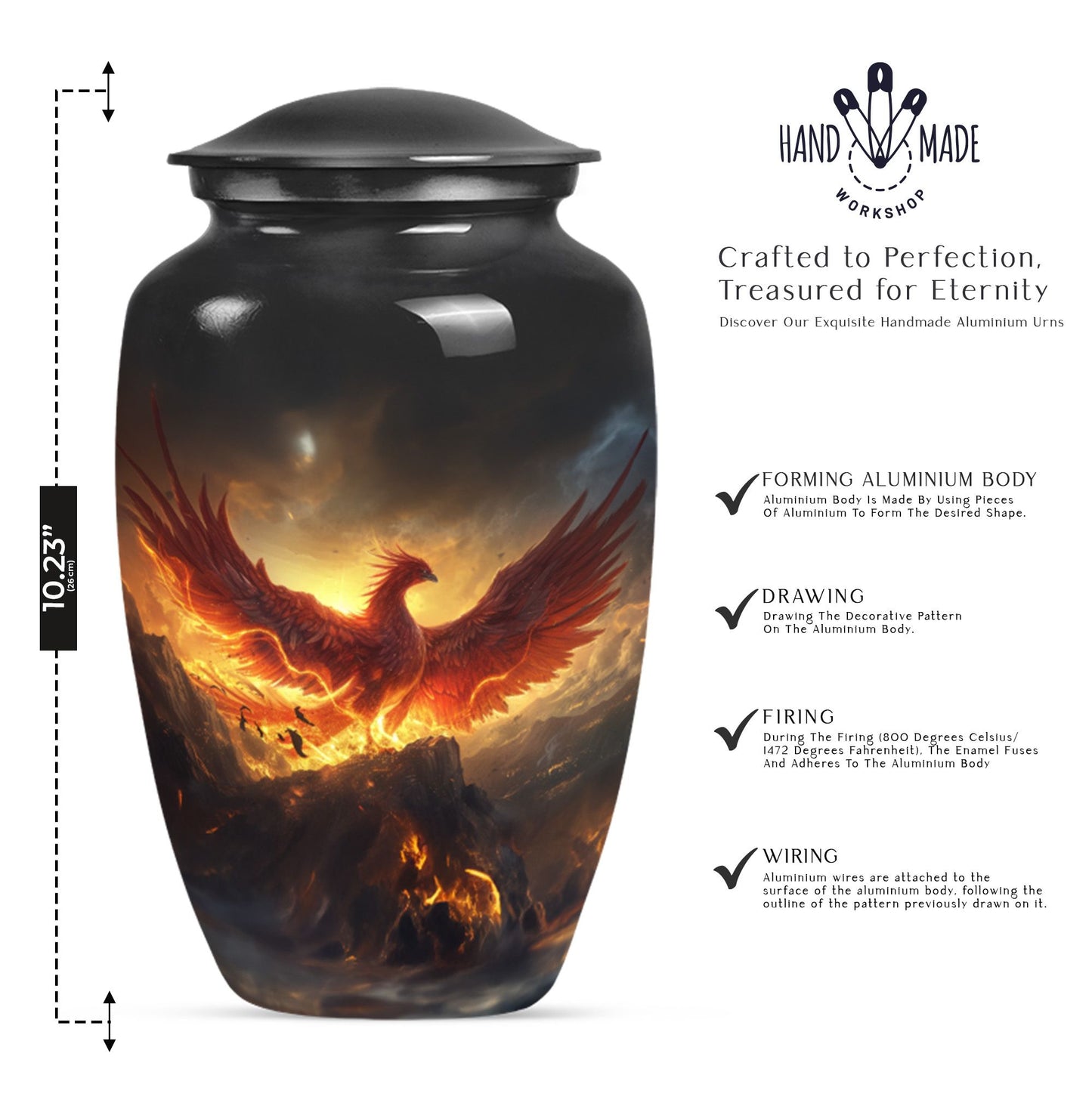 10 inch classic Phoenix Urn, funeral urns for burial