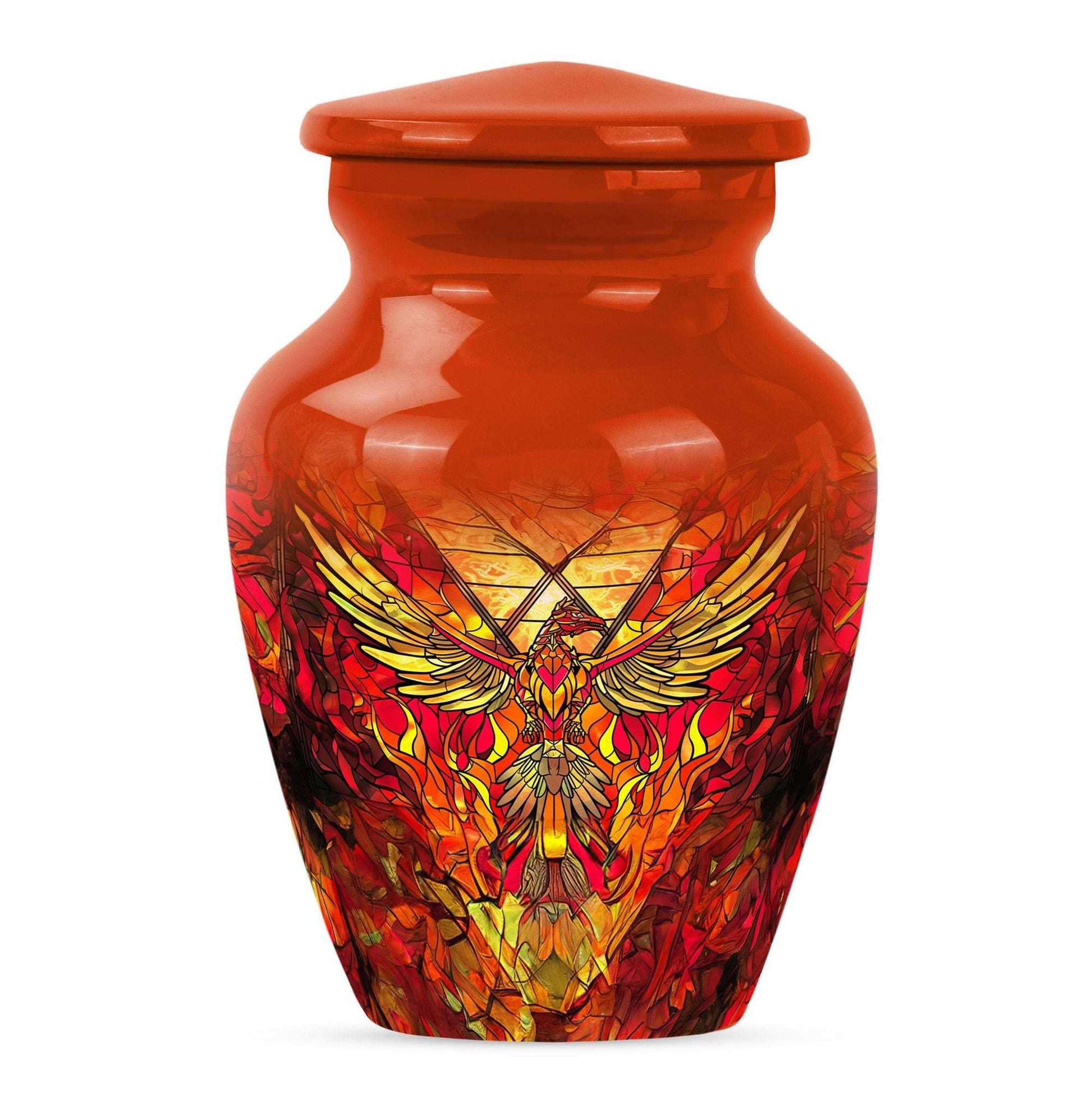 Phoenix Human Ashes Urns Large - Orange Phoenix Art Urn For Funeral