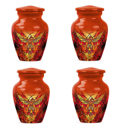 Phoenix Human Ashes Urns Large - Orange Phoenix Art Urn For Funeral