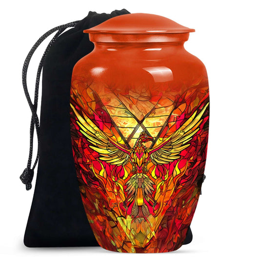 Phoenix Human Ashes Urns Large - Orange Phoenix Art Urn For Funeral