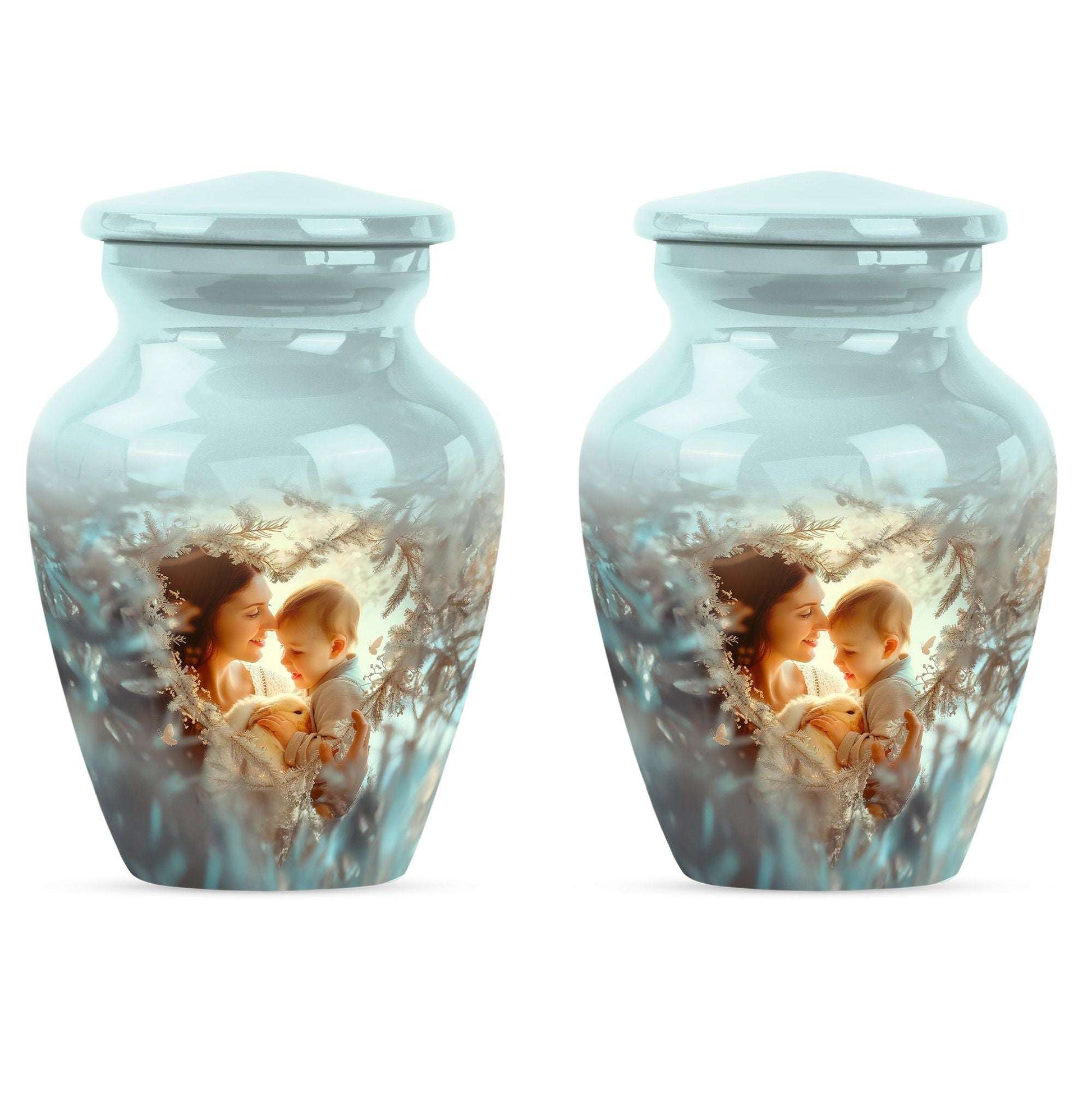 Child & Mother Memorial Urn For Human Ashes - Funeral Urn For Parents