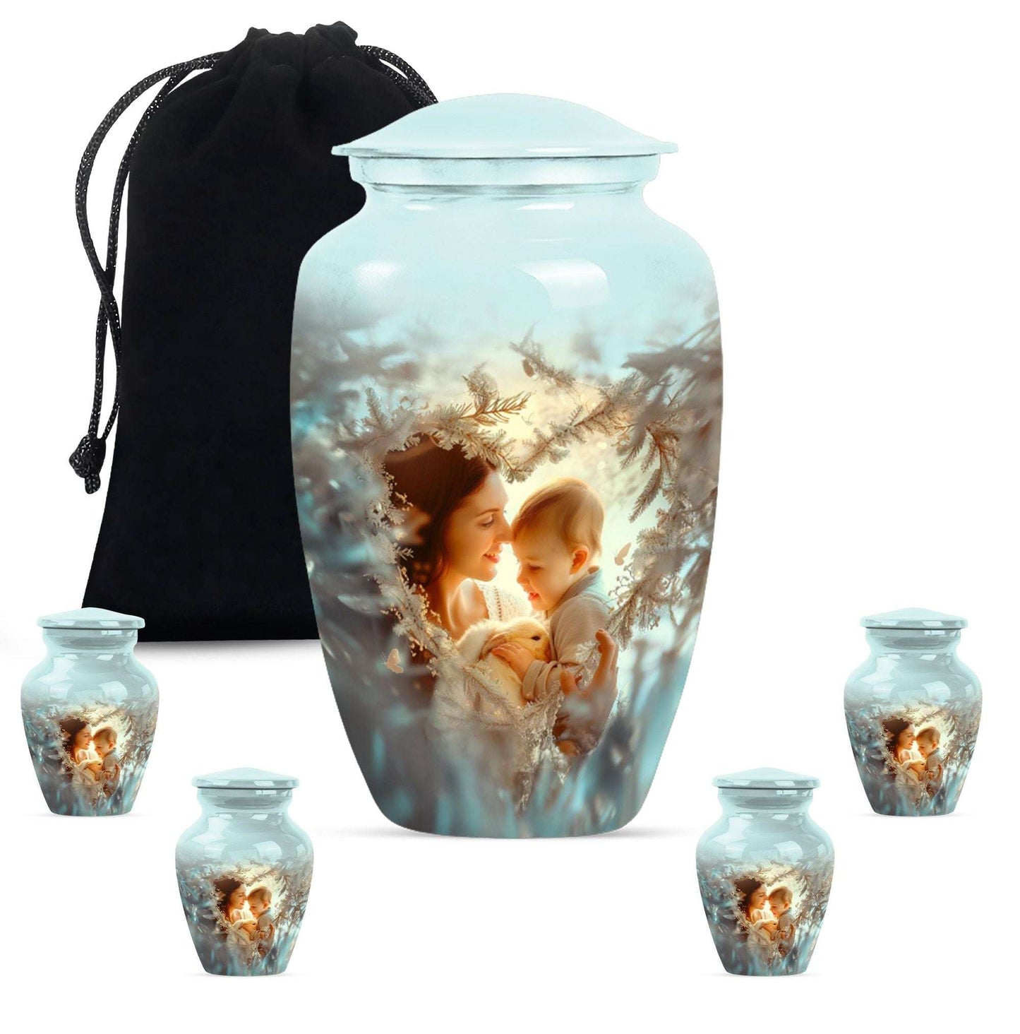 Child & Mother Memorial Urn For Human Ashes - Funeral Urn For Parents