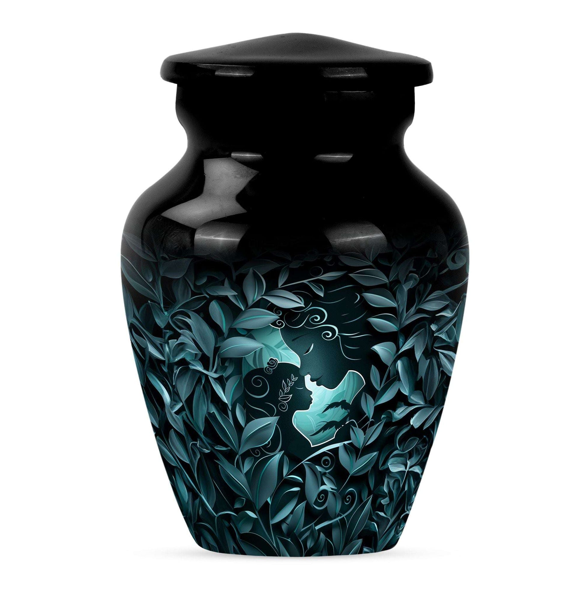 Mother & Child Keepsake For Human Ashes - Leaves Art Urn For Mom