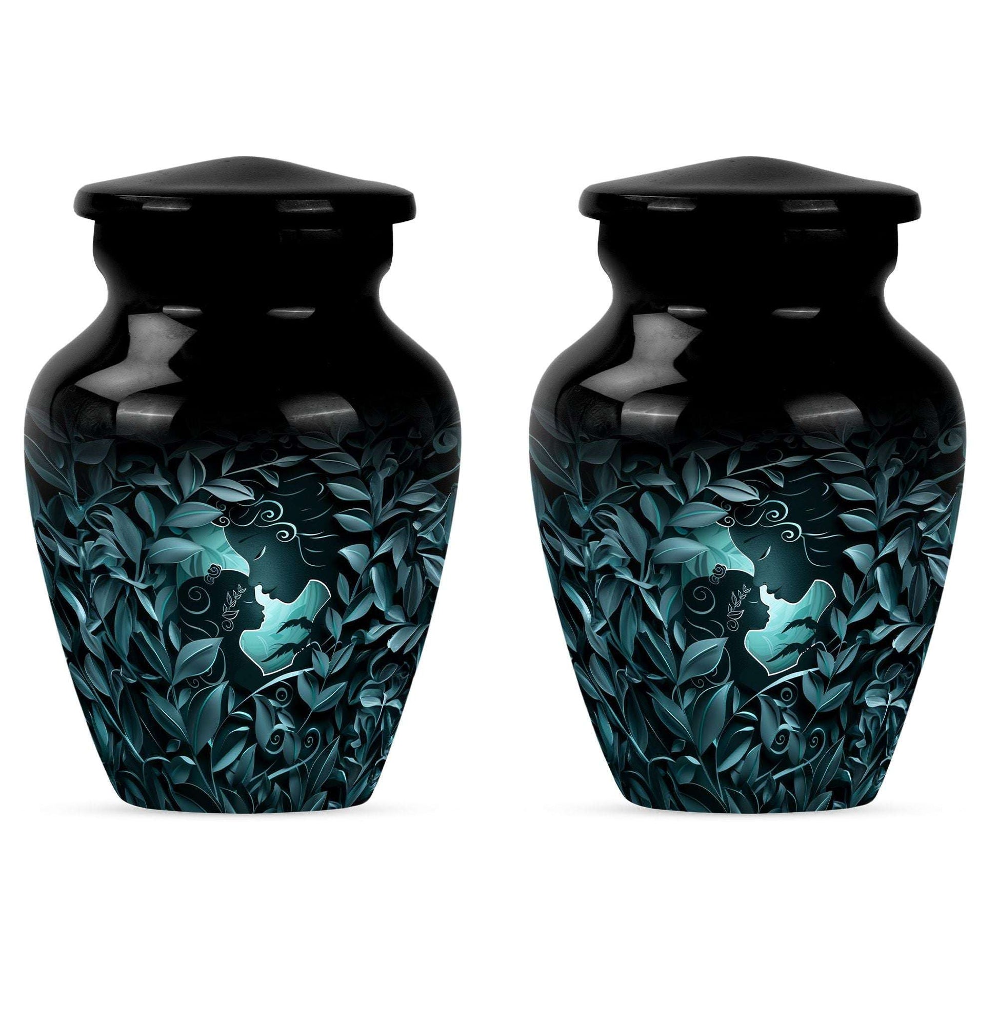Mother & Child Keepsake For Human Ashes - Leaves Art Urn For Mom
