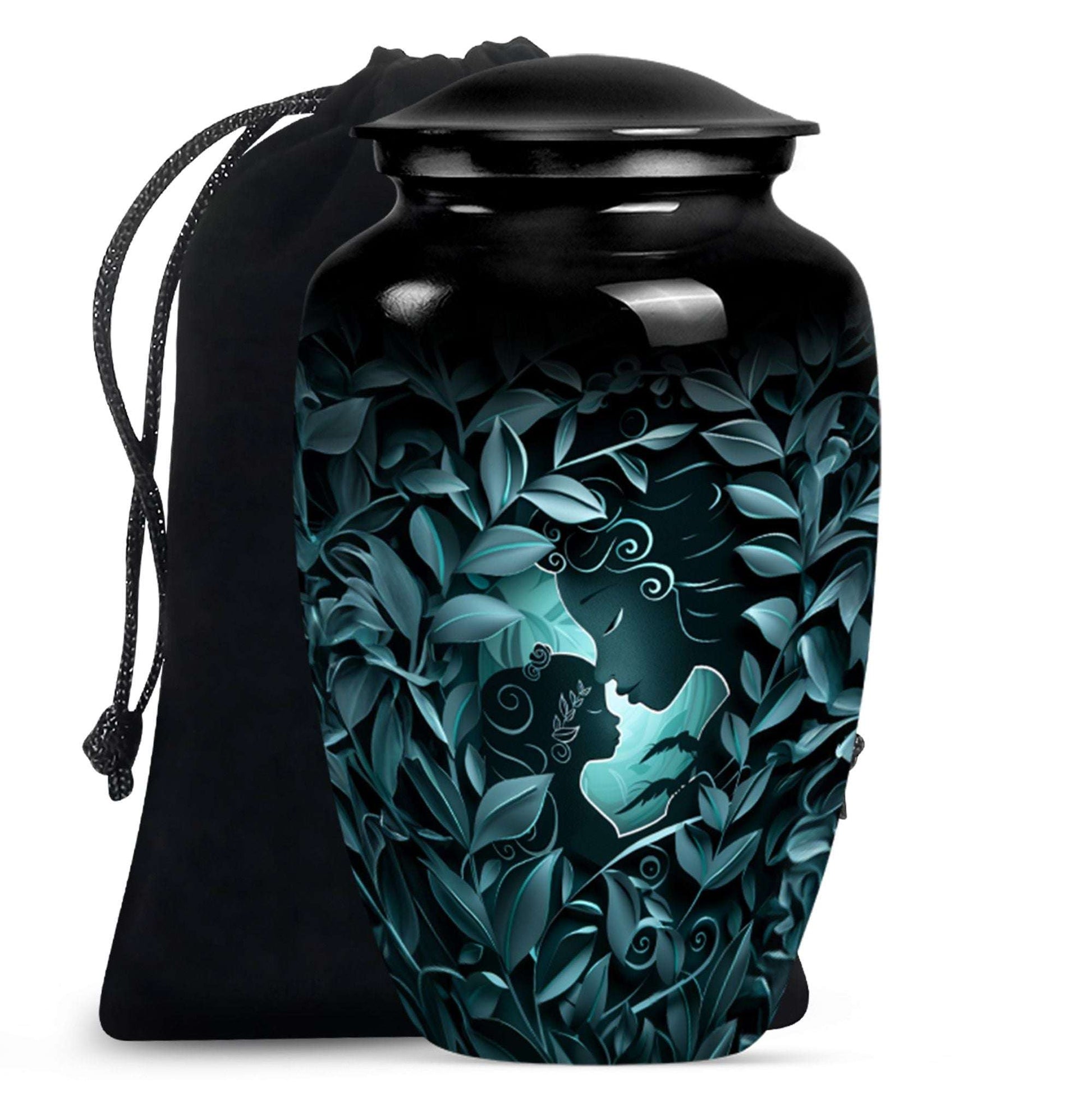 Mother & Child Keepsake For Human Ashes - Leaves Art Urn For Mom