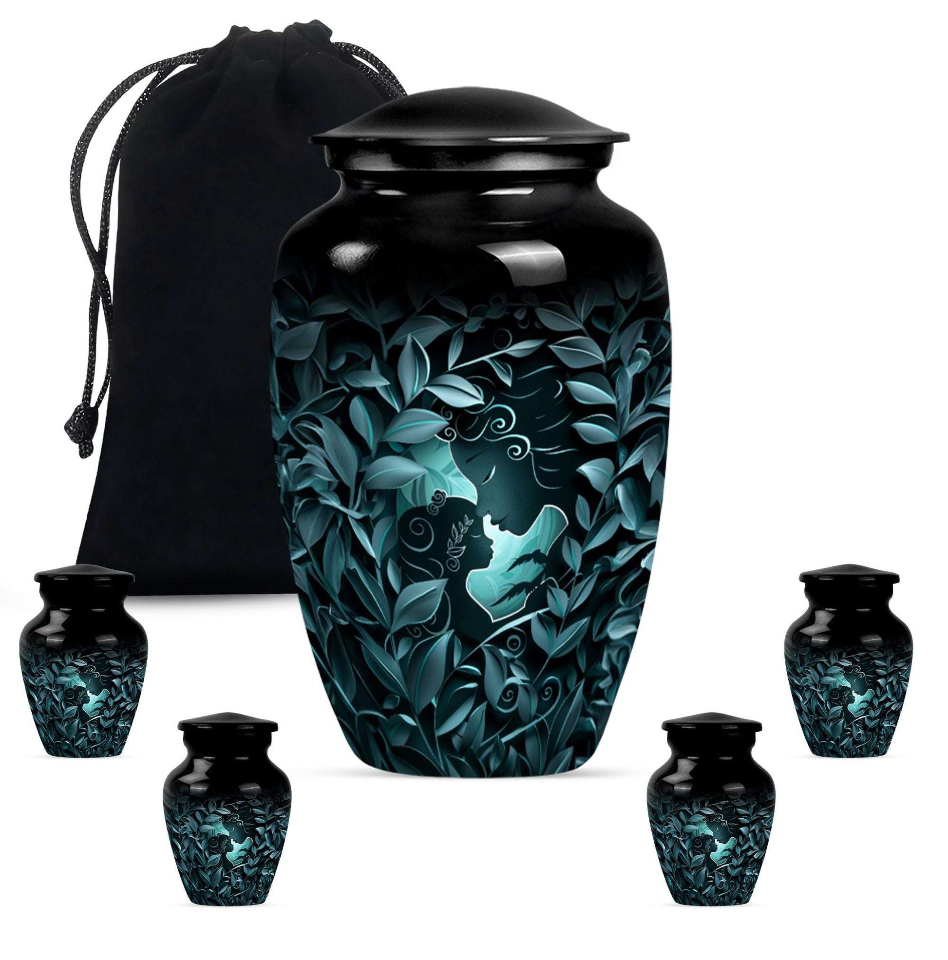 Mother & Child Keepsake For Human Ashes - Leaves Art Urn For Mom