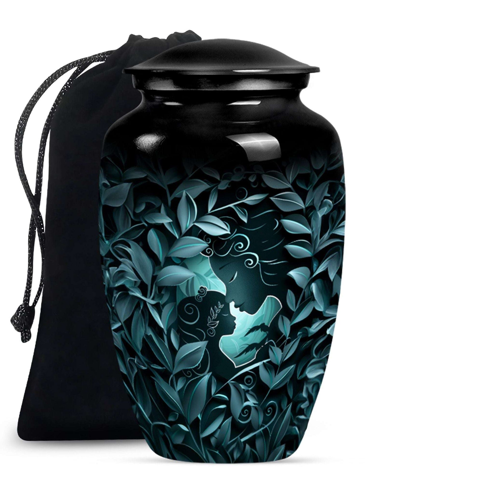 Mother & Child Keepsake For Human Ashes - Leaves Art Urn For Mom