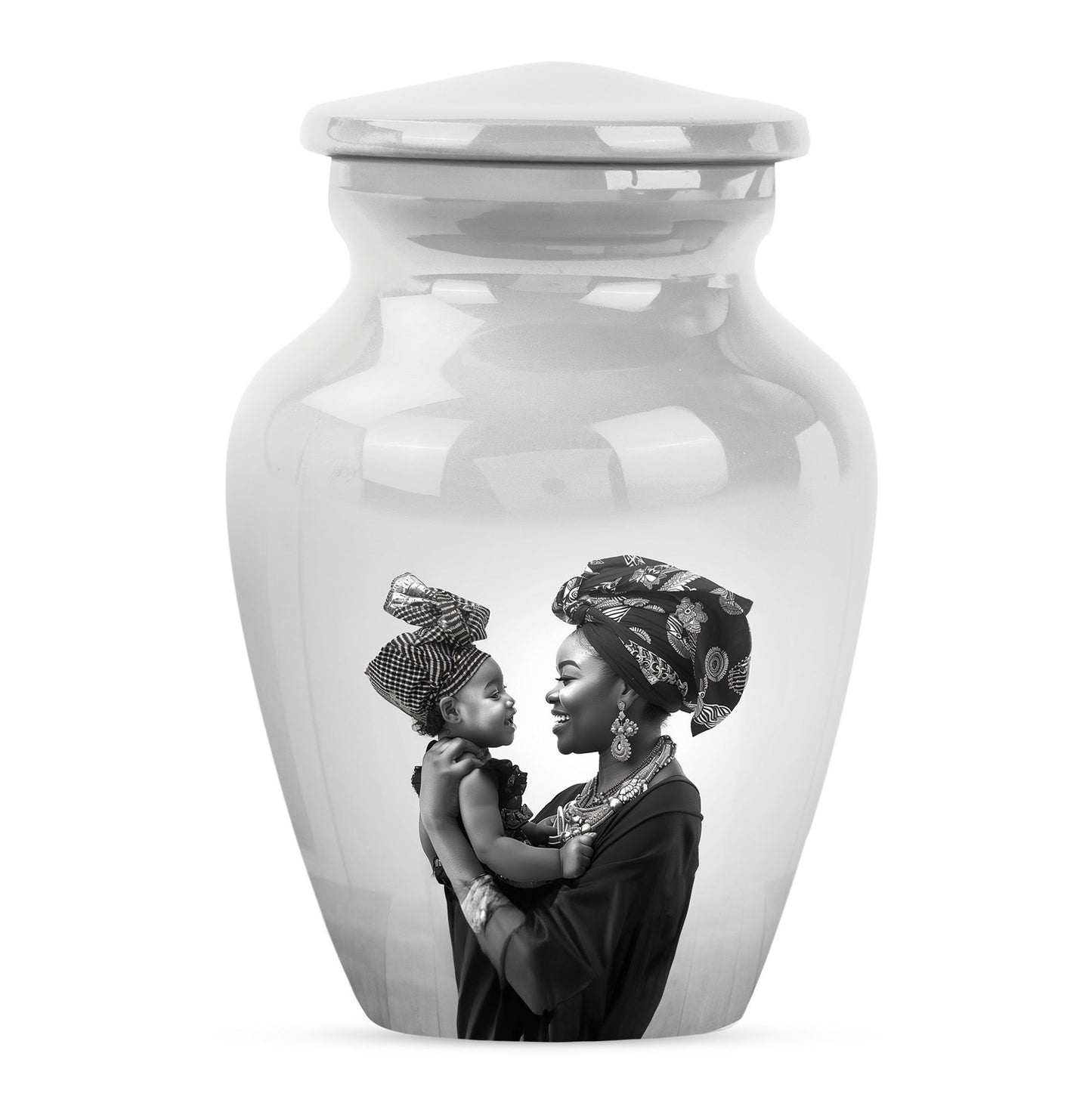 Classic 10 inch aluminium mother love urn.