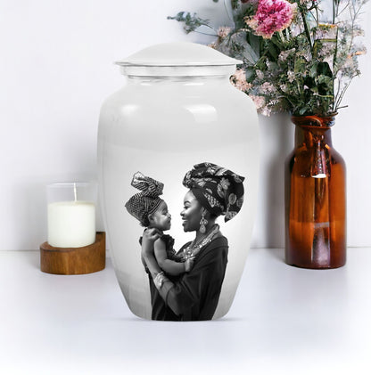 Classic 10 inch aluminium mother love urn.