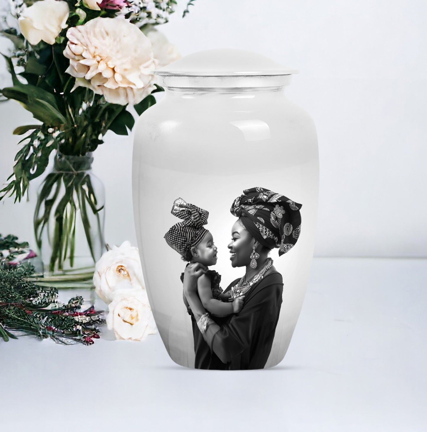 Classic 10 inch aluminium mother love urn.