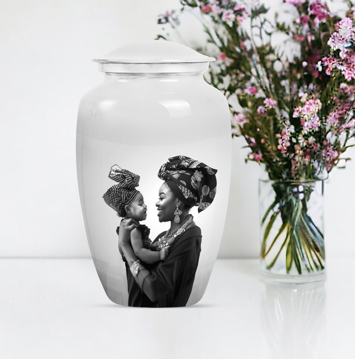Classic 10 inch aluminium mother love urn.
