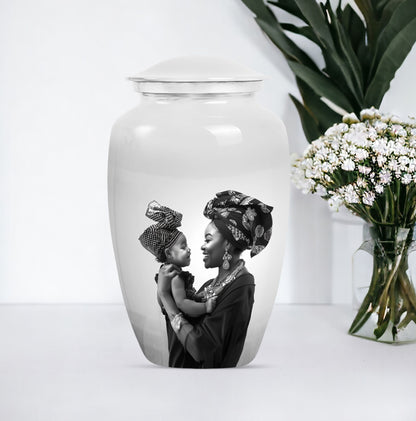 Classic 10 inch aluminium mother love urn.