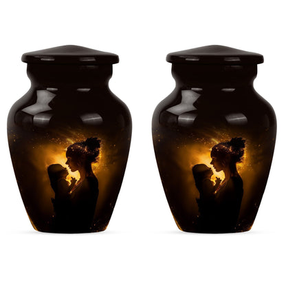 Classic aluminium urn designed for memorializing.