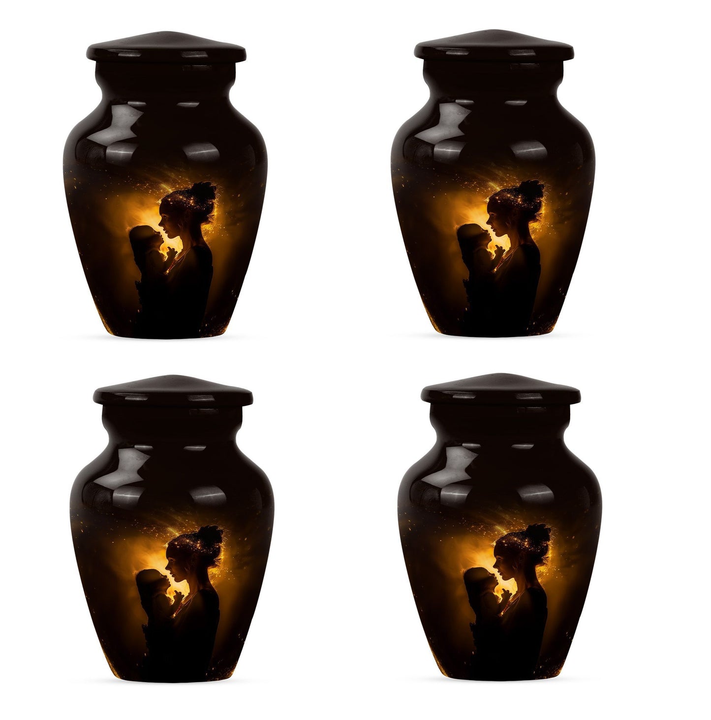 Classic aluminium urn designed for memorializing.